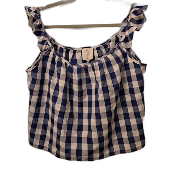 Joie Tops - Joie Blue and White Gingham Crop Top Size Large